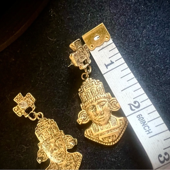 Tribal Inca Aztec Dangling Earrings 2.25” - Picture 6 of 7